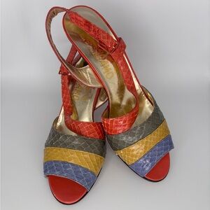 Salvatore Ferragamo Multicolor Strappy 3” Heels US size 4.5